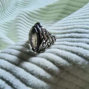 Sterling Silver & Smokey Quartz Celtic Woven Ring, 925